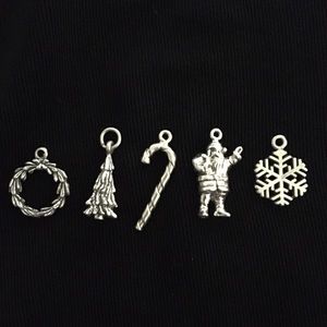 Sterling Christmas Charms, Set of 5